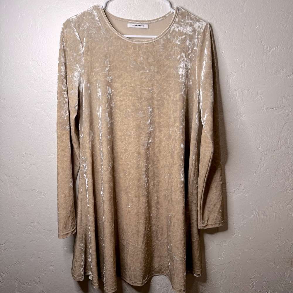 Velvet long sleeve short dress.